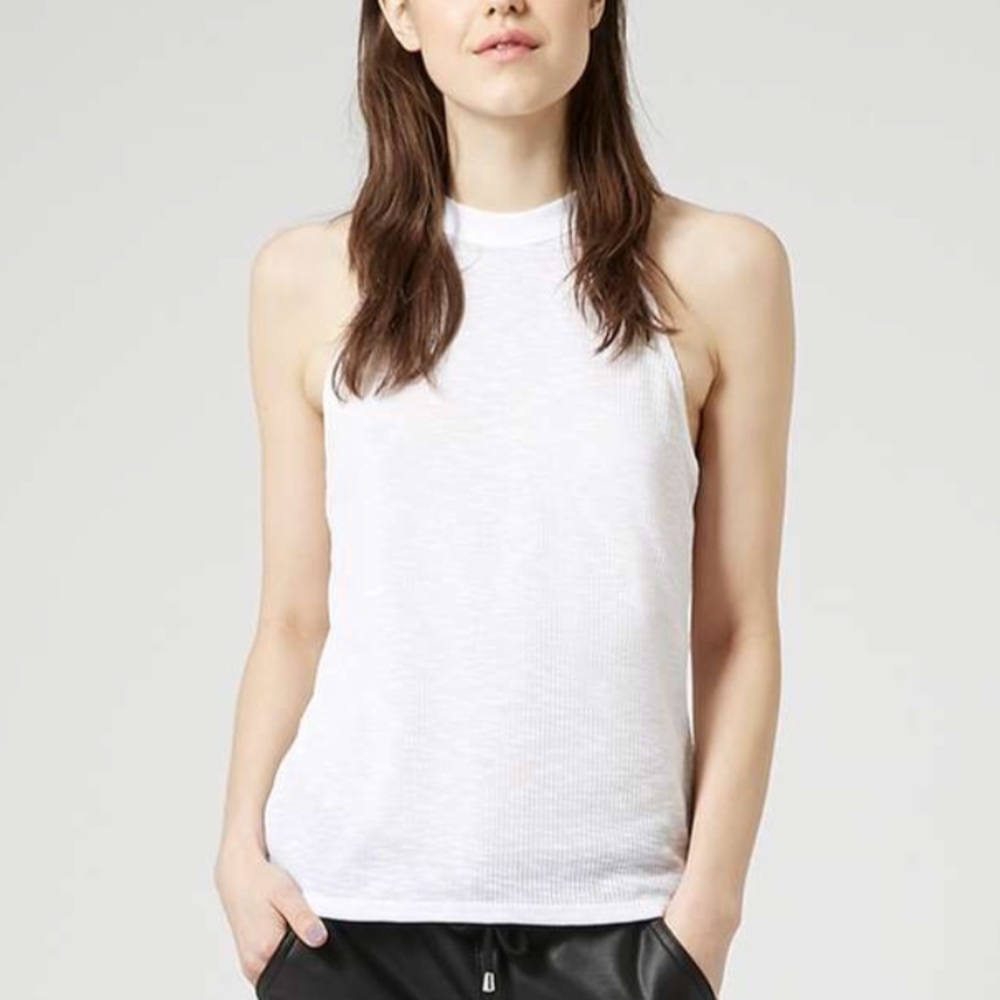 TOPSHOP ribbed high neck top